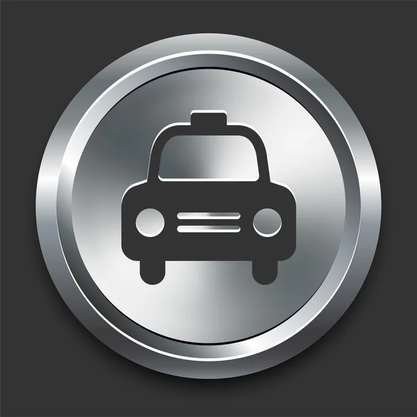 Cab pictogram op metalen internet knop — Stockvector