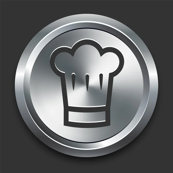 金属互联网按钮上的厨师帽图标 — 图库矢量图片