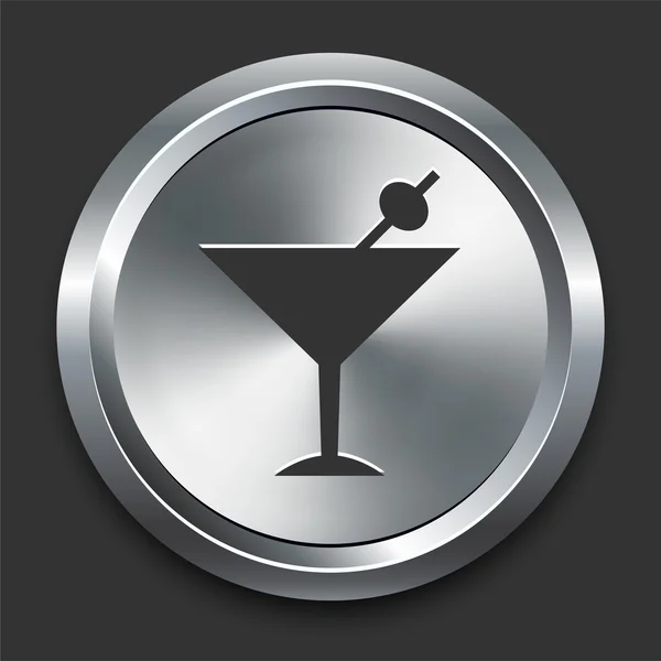 Martini Icon on Metal Internet Button — Stock Vector