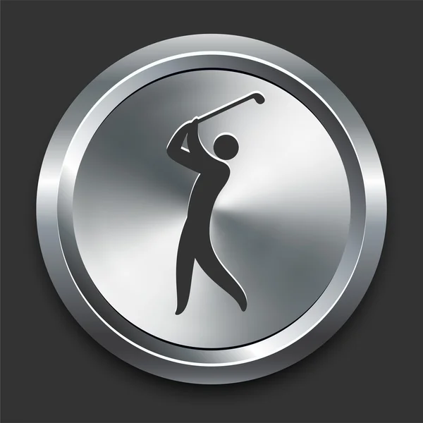 Golf Icon on Metal Internet Button — Stock Vector