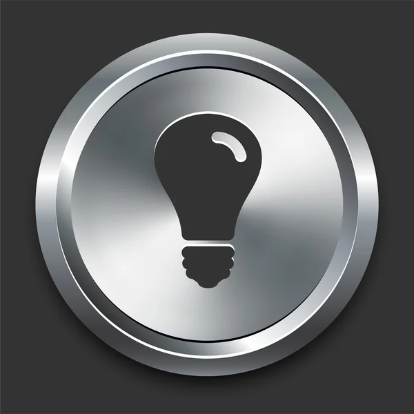 Ícone de lâmpada no botão Metal Internet —  Vetores de Stock