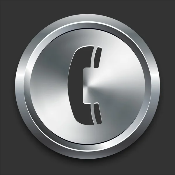 Icono de teléfono en el botón de Internet de metal — Vector de stock