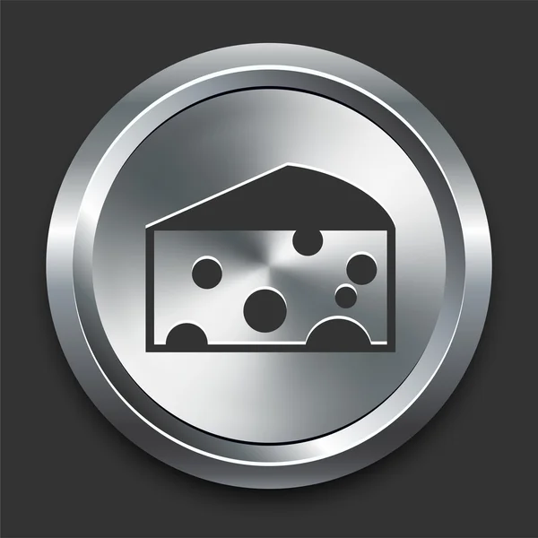 Icono del queso en el botón de Internet de metal — Vector de stock