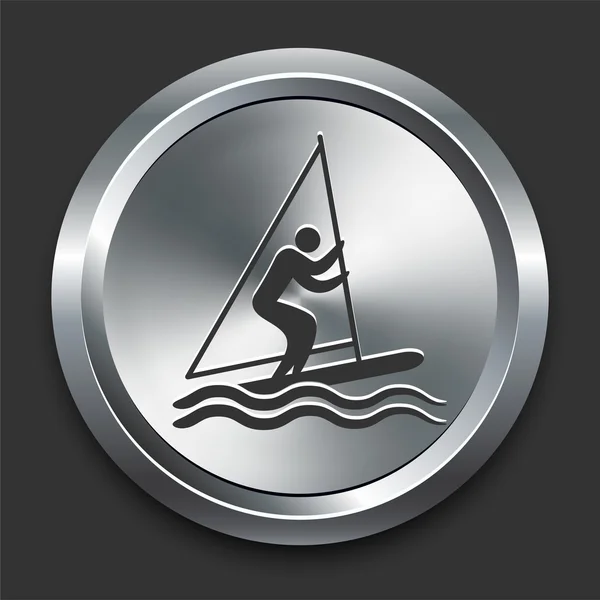 帆船金属互联网按钮上的图标 — 图库矢量图片