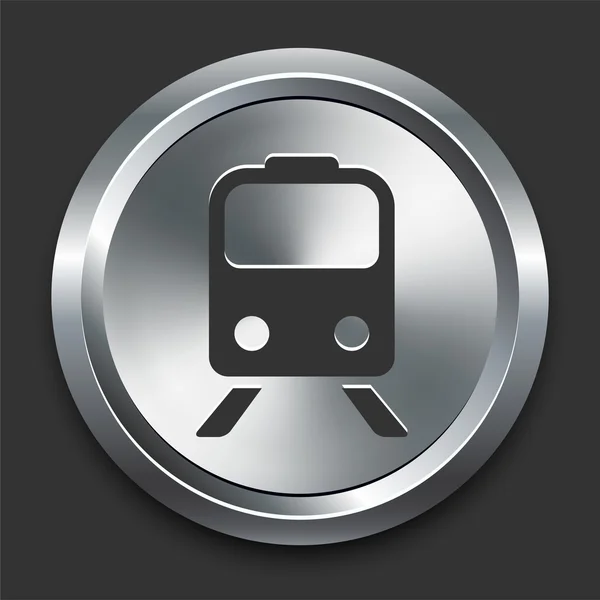 Zug-Ikone auf Internet-Knopf aus Metall — Stockvektor