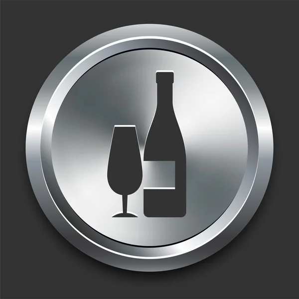 Icona del vino sul pulsante Internet in metallo — Vettoriale Stock