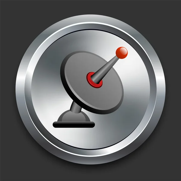 Icono del plato del satélite en el botón del Internet del metal — Vector de stock