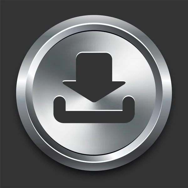 Descargar icono en el botón de Internet de metal — Vector de stock