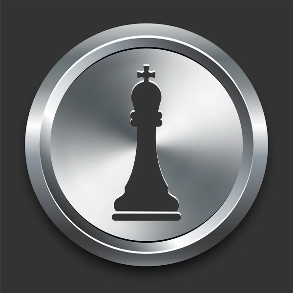 King Chess Icon on Metal Internet Button — Stok Vektör