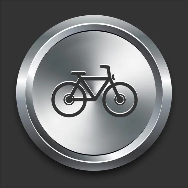 Icono de bicicleta en el botón de Internet de metal — Vector de stock