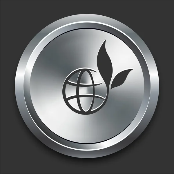 Globus-Symbol auf metallener Internettaste — Stockvektor