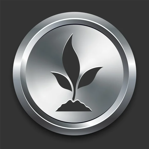 Ikona roślin na metalowe internet przycisk — Wektor stockowy