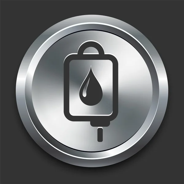 IV Blood Drip Icon on Metal Internet Button — Stok Vektör