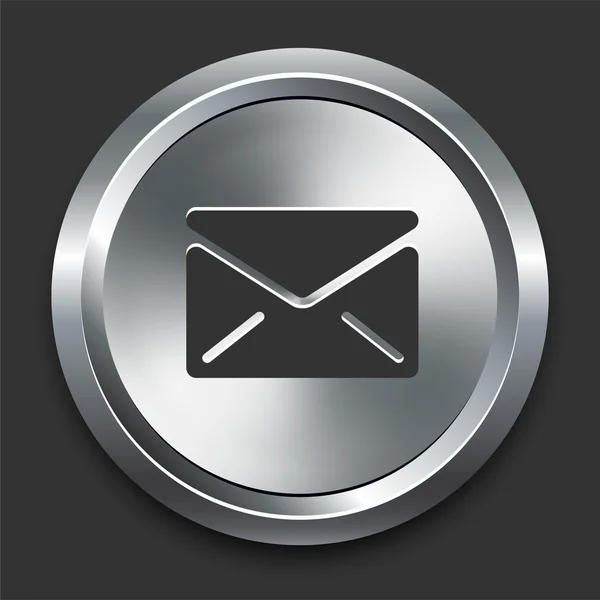 Ícone de mensagem de e-mail no botão Metal Internet — Vetor de Stock