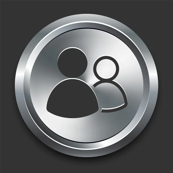 Icono de grupo de usuarios en el botón de Internet de metal — Vector de stock
