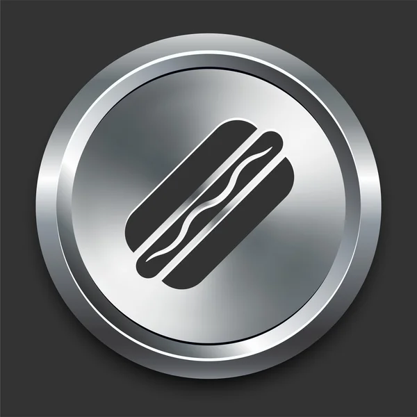 Hotdog Icon on Metal Internet Button — Stock Vector