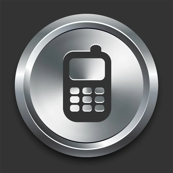 Icona del telefono cellulare sul pulsante Internet in metallo — Vettoriale Stock