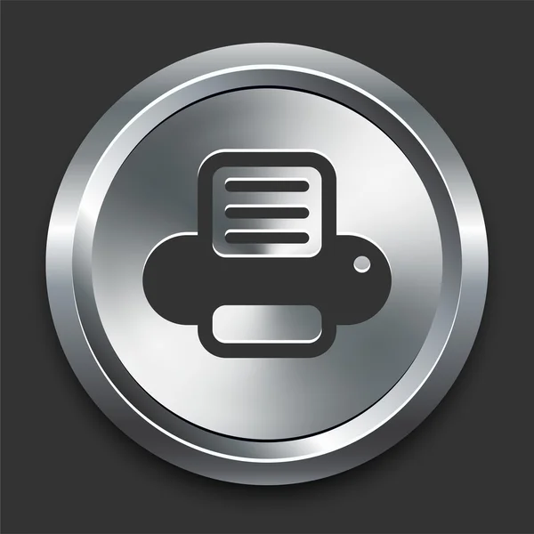 Icono de la impresora en el botón de Internet de metal — Vector de stock