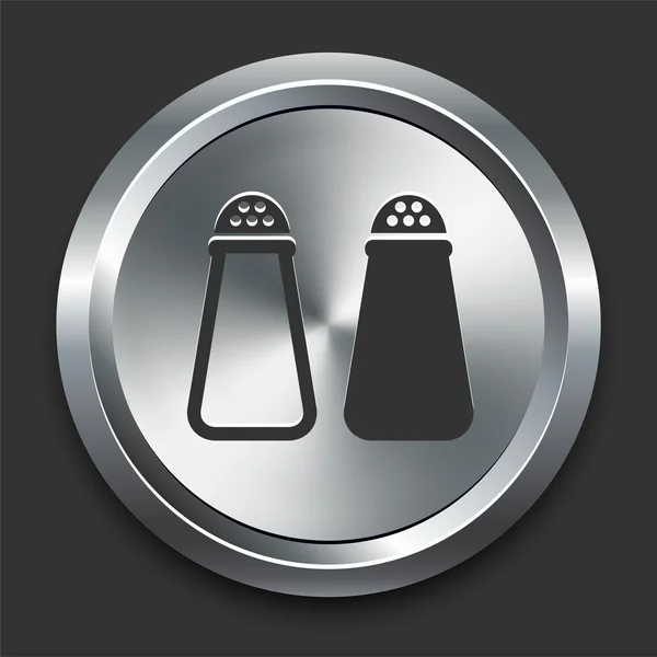 金属のインターネット ボタン上の塩とコショウのアイコン — ストックベクタ