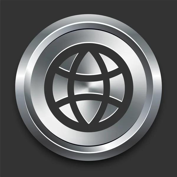 Glob ikona metal internet przycisk — Wektor stockowy