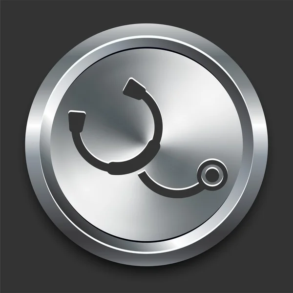 Icono del estetoscopio en el botón de Internet de metal — Vector de stock