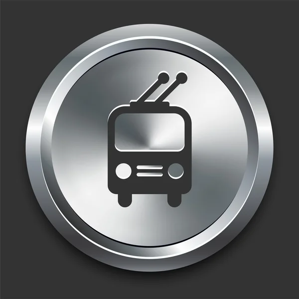 Trolley Icono en Metal Botón de Internet — Archivo Imágenes Vectoriales
