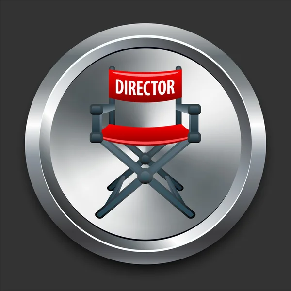 Director Icono de la silla en el botón de Internet de metal — Vector de stock