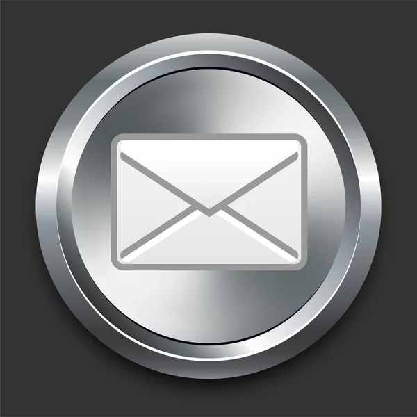 Ícone de correio no botão Metal Internet — Vetor de Stock