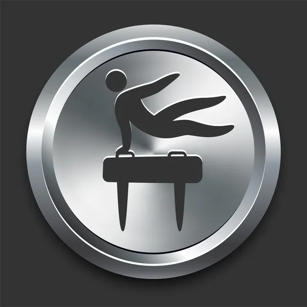 Gymnast Icon on Metal Internet Button — Stock Vector