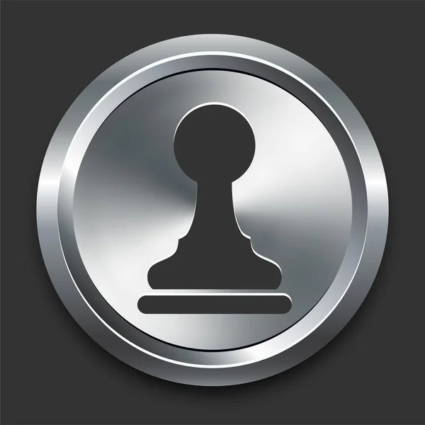 Pionek szachowy ikona na metalowe internet przycisk — Wektor stockowy