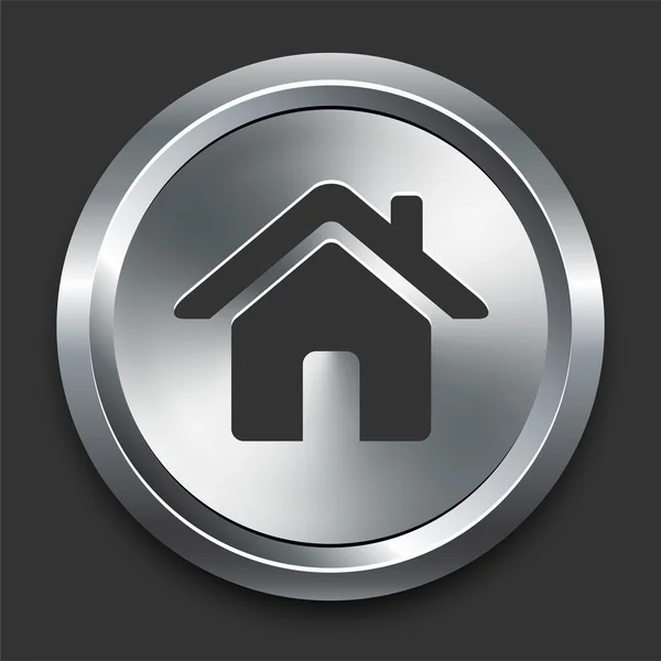Icône de maison sur le bouton Internet en métal — Image vectorielle