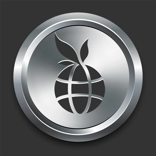 Globo icono de metal botón de Internet — Archivo Imágenes Vectoriales