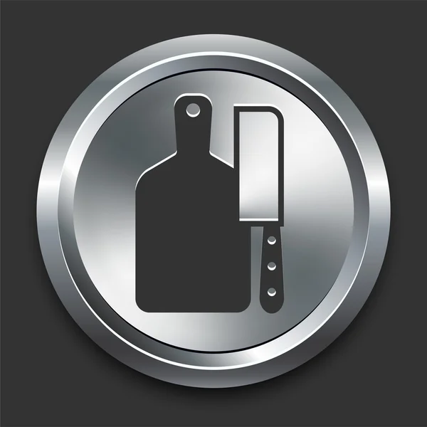 Icona del tagliere sul pulsante Internet in metallo — Vettoriale Stock