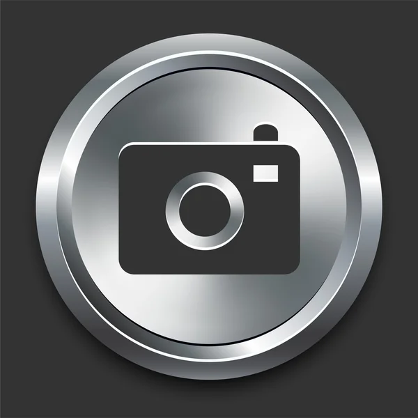 Camera Icon on Metal Internet Button — Stock Vector