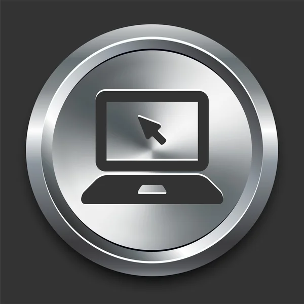 Icono de Lpatop en el botón de Internet de metal — Archivo Imágenes Vectoriales