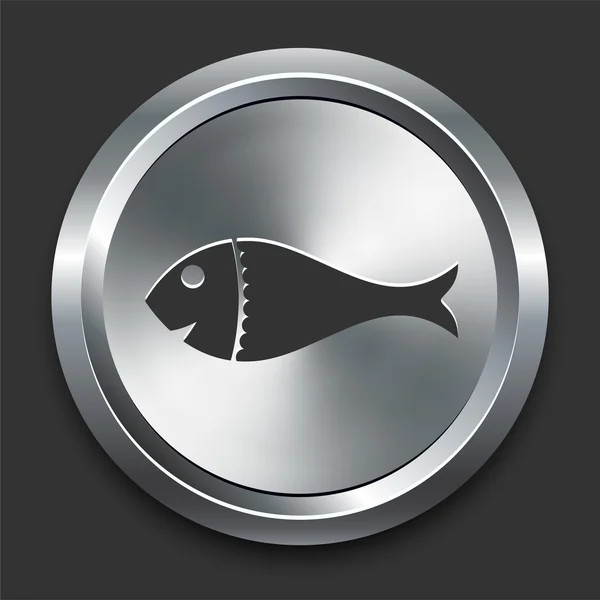Fish Icon på Metal Internet Button – stockvektor