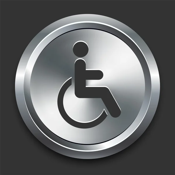 Ícone para deficientes no botão Metal Internet — Vetor de Stock