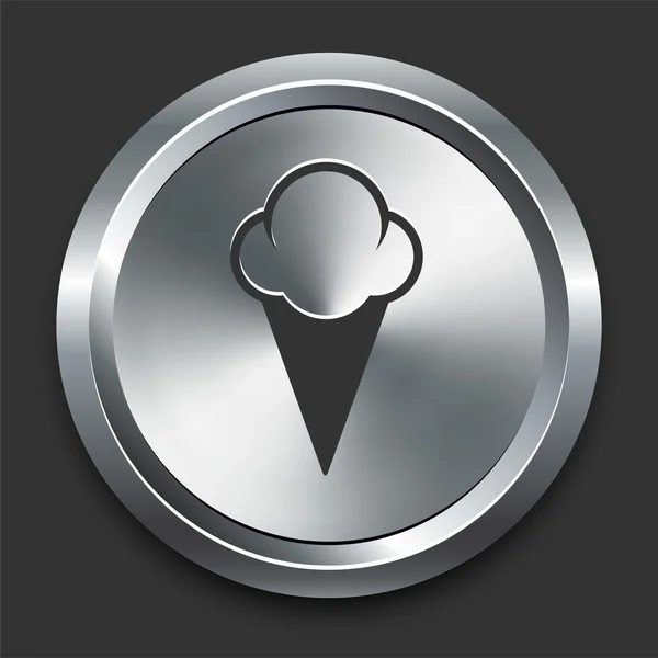 Ice Cream Icon on Metal Internet Button — Stock Vector
