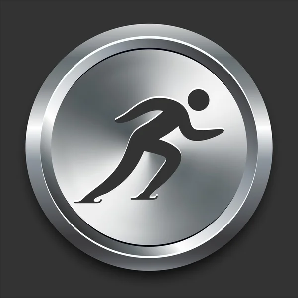 Eiskunstlauf-Ikone auf Internet-Knopf aus Metall — Stockvektor