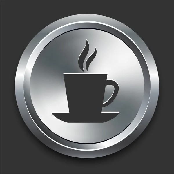 Icono del té en el botón de Internet de metal — Vector de stock