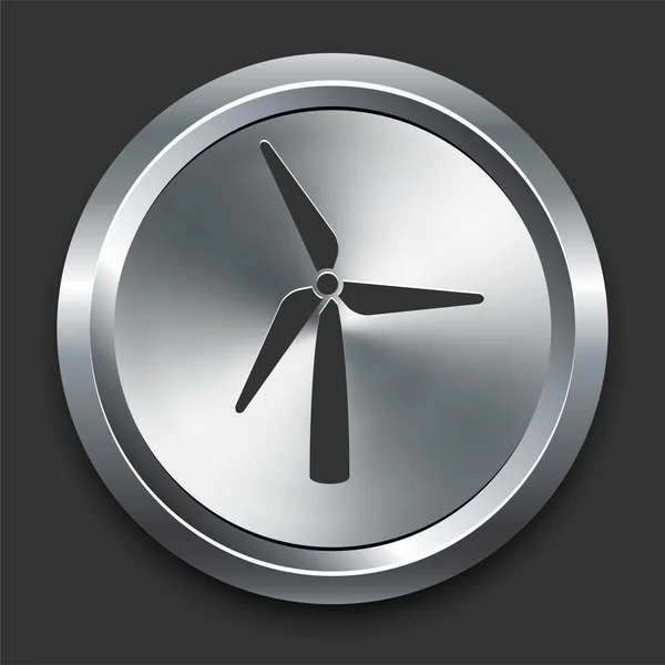 Wind Turbine Icon on Metal Internet Button — Stock Vector