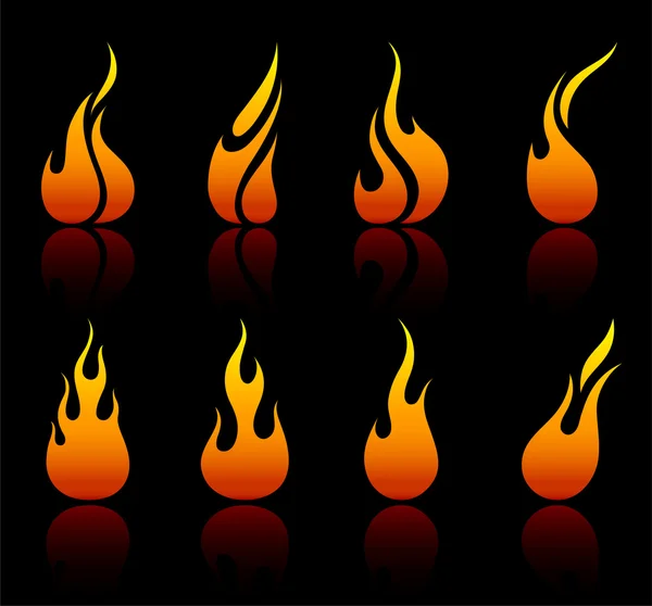 Raccolta di icone del fuoco — Vettoriale Stock