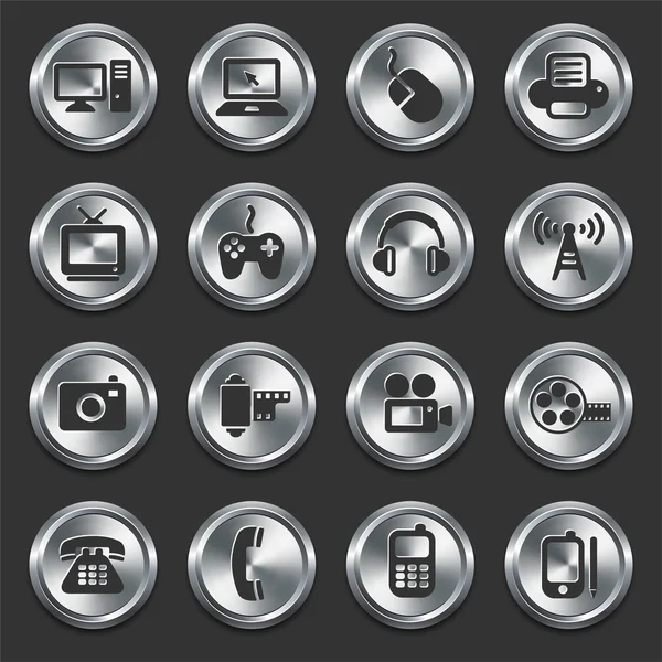 Ícones de tecnologia em botões de Internet —  Vetores de Stock