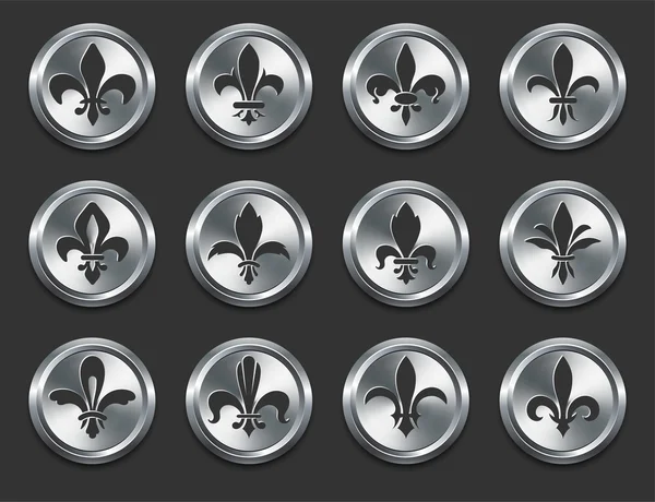 Fleur De Lys Icons on Metal Internet Buttons — Stock Vector
