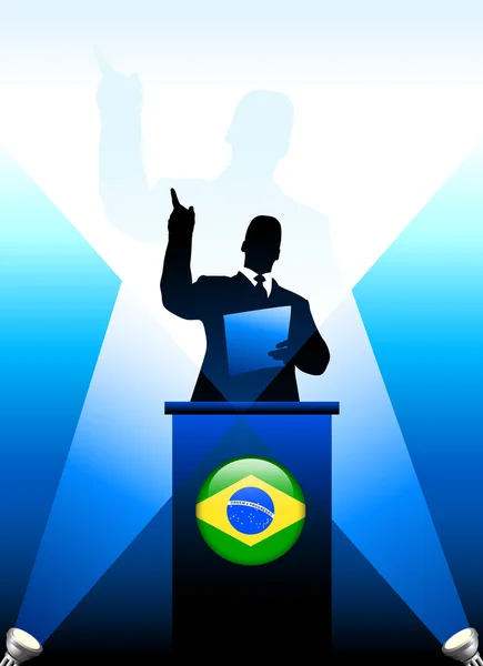 Brazil Leader Giving Speech on Stage — Stock Vector