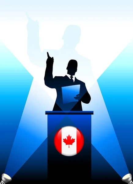 Canada Leader Giving Speech on Stage — Stock Vector