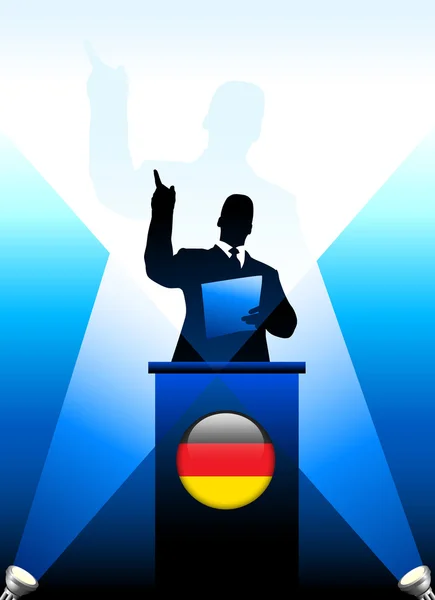 Pemimpin Jerman memberikan pidato di atas panggung - Stok Vektor