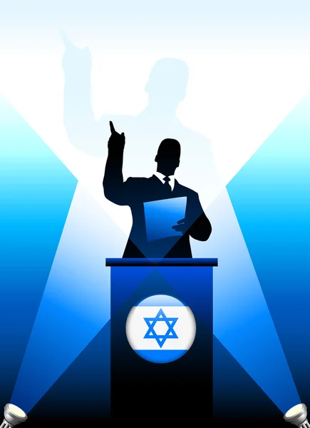 Líder de Israel fazendo discurso no palco — Vetor de Stock