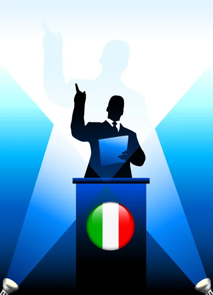 Italiens Regierungschef hält Rede auf der Bühne — Stockvektor