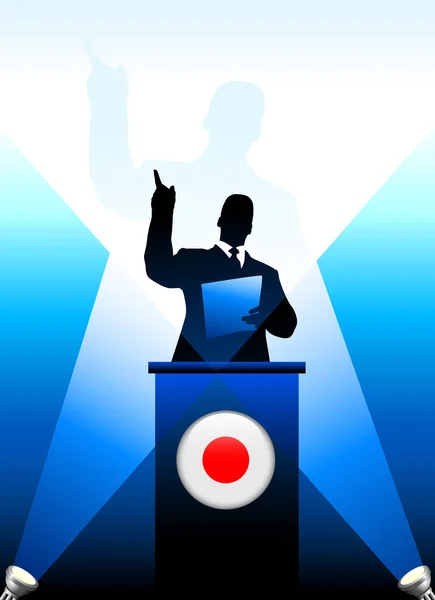 Japan Leader Giving Speech on Stage — Stock Vector
